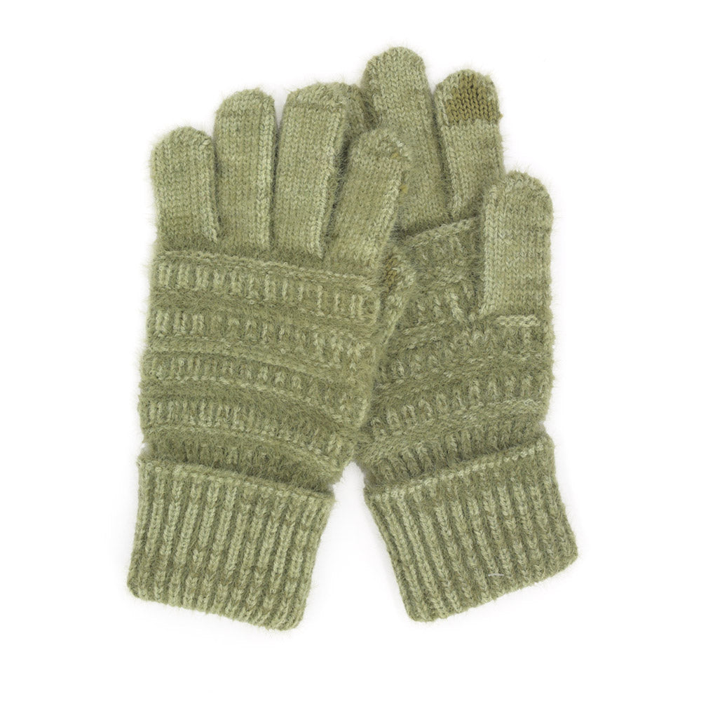 iLLASPARKZ Fuzzy Cable Knit Smart Touch Gloves