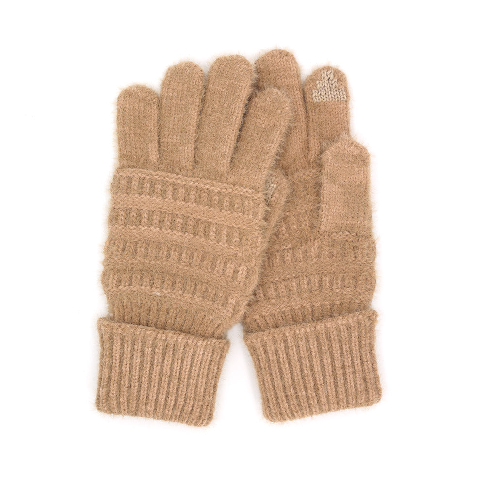 iLLASPARKZ Fuzzy Cable Knit Smart Touch Gloves