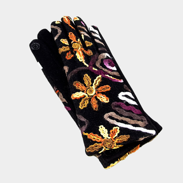 iLLASPARKZ Flower Embroidery Multi Color Smart Touch Gloves