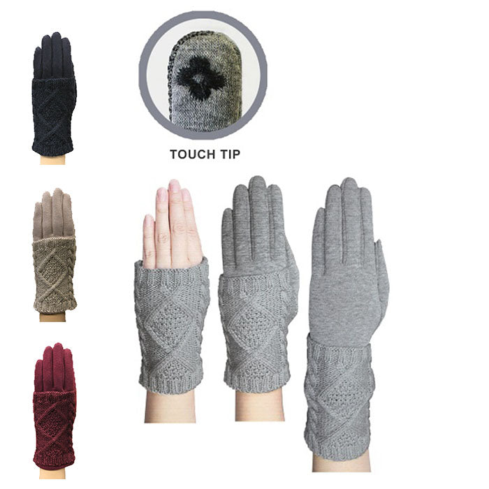 iLLASPARKZ Cable Knit Fleece Lining Touch Multiway Layer Set Gloves