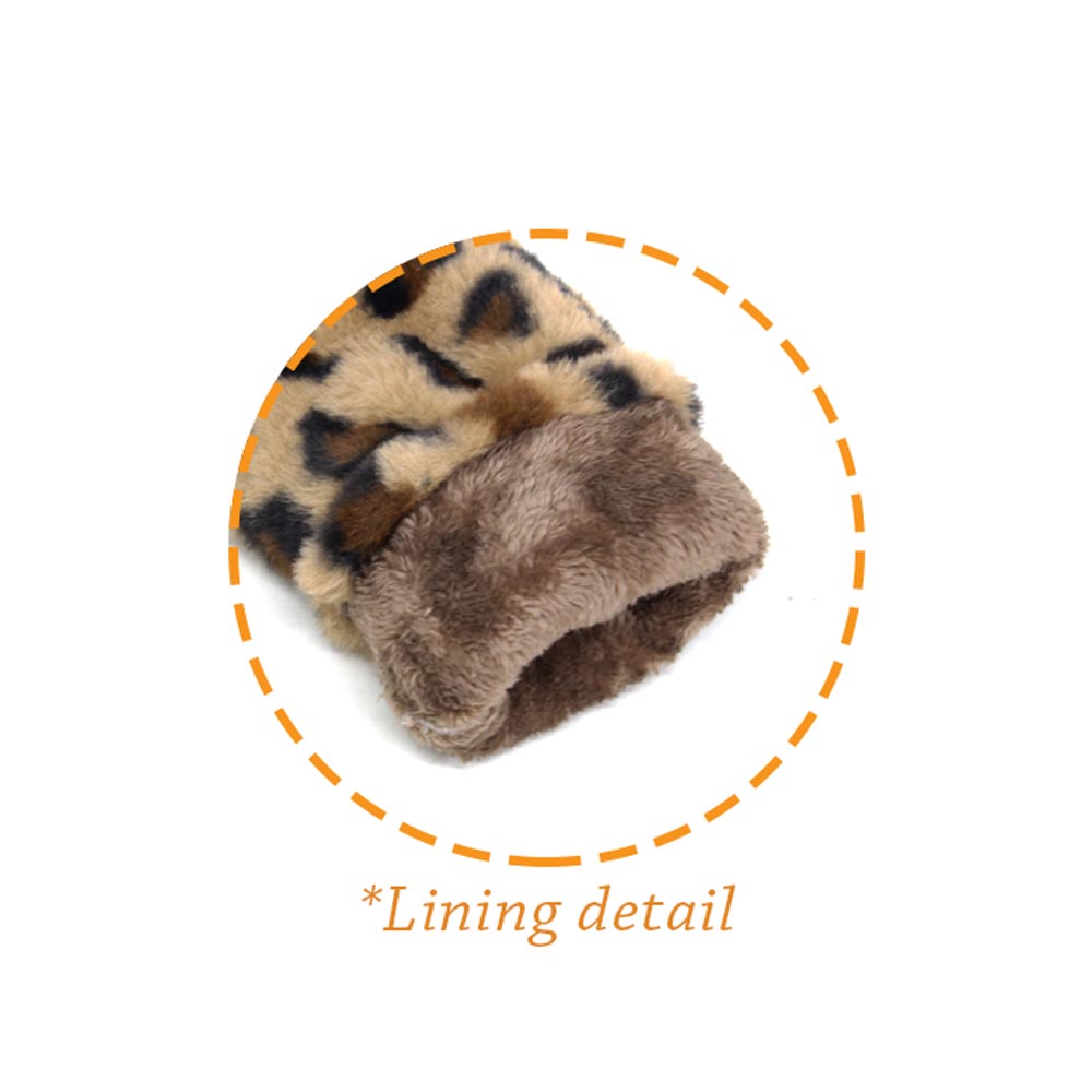 iLLASPARKZ Leopard Patterned Faux Fur Lining Mitten Gloves