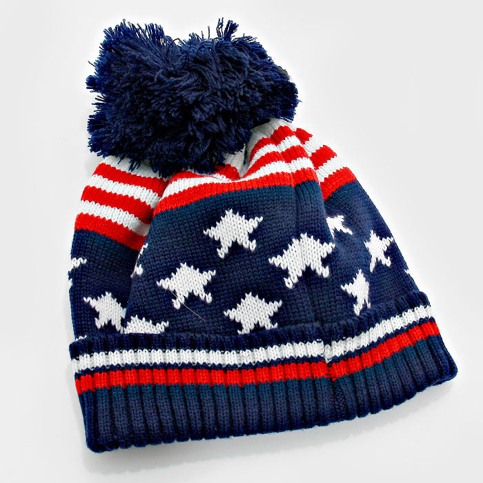 iLLASPARKZ American Flag Pom Beanie Hat