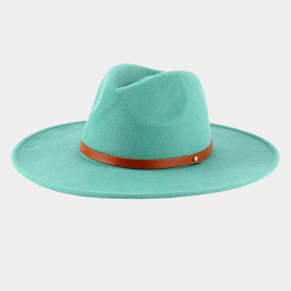 iLLASPARKZ Faux Leather Band Trimmed Felt Panama Hat