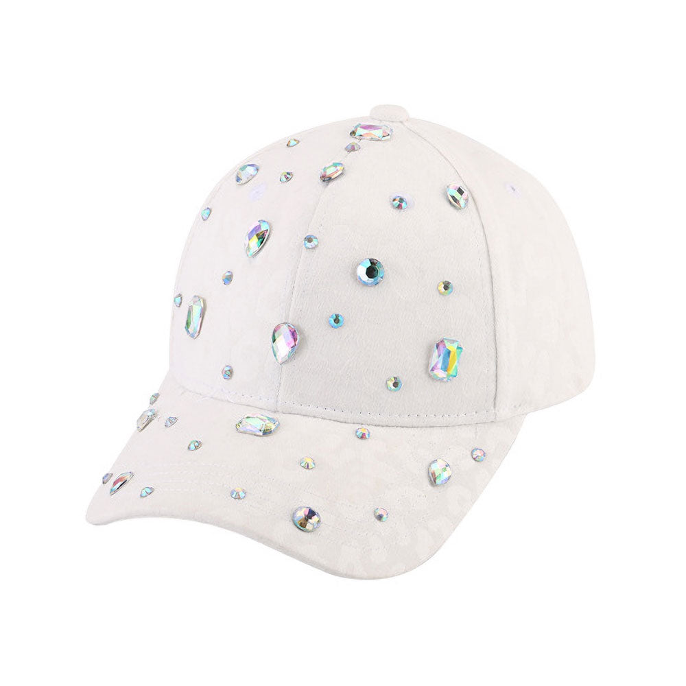 iLLASPARKZ Heart Rectangle Round Stone Cluster Embellished Baseball Cap