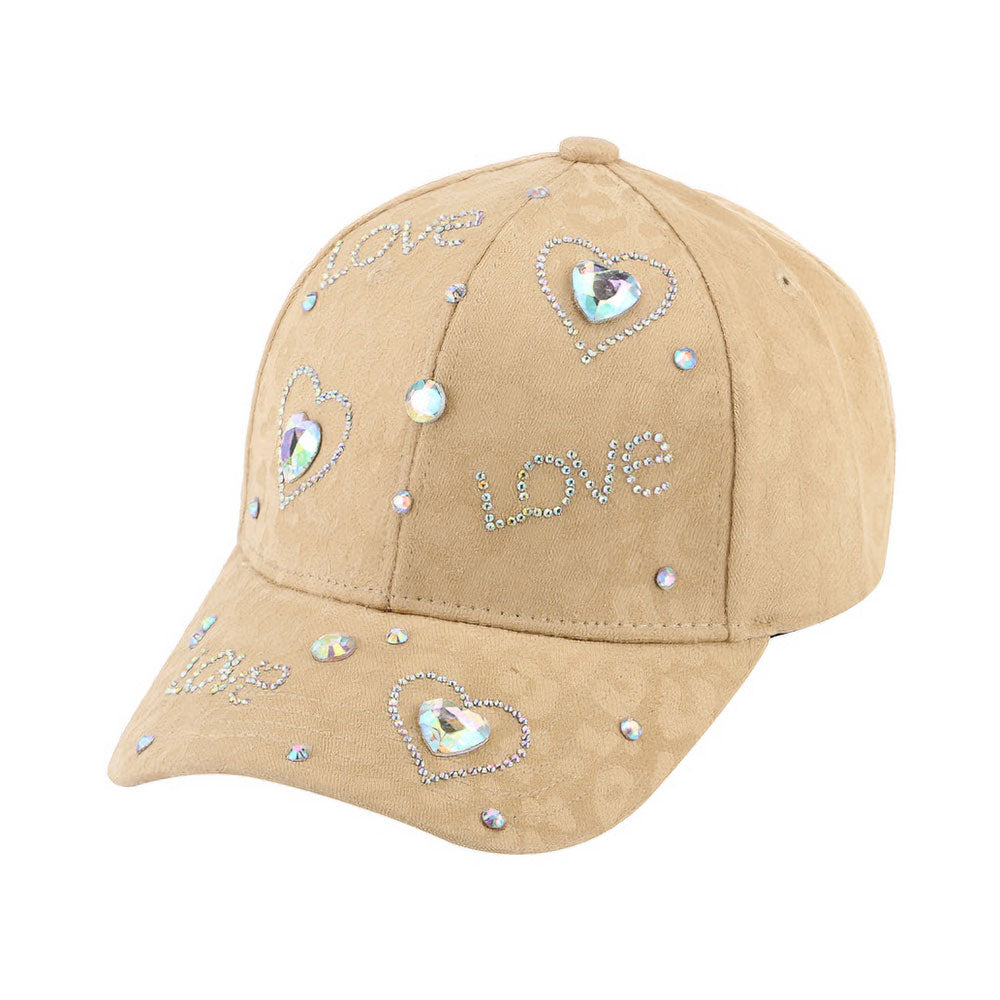 iLLASPARKZ LOVE Bling Message Heart Stone Embellished Baseball Cap