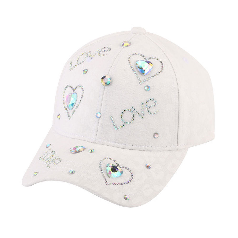 iLLASPARKZ LOVE Bling Message Heart Stone Embellished Baseball Cap