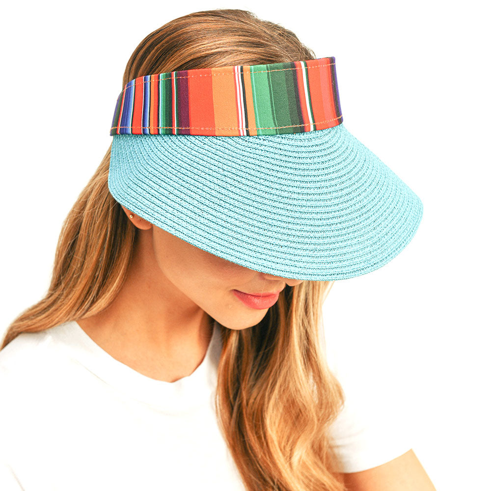 iLLASPARKZ Serape Straw Visor Sun Hat