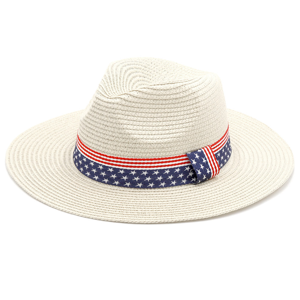 iLLASPARKZ American USA Flag Band Panama Straw Sun Hat