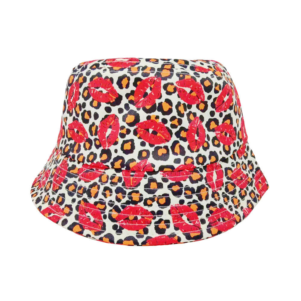 iLLASPARKZ Lips Leopard Patterned Bucket Hat