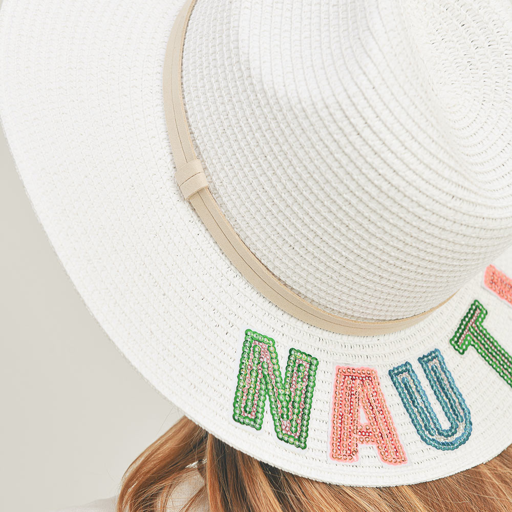 iLLASPARKZ Nauti Sequin Message Straw Panama Sun Hat