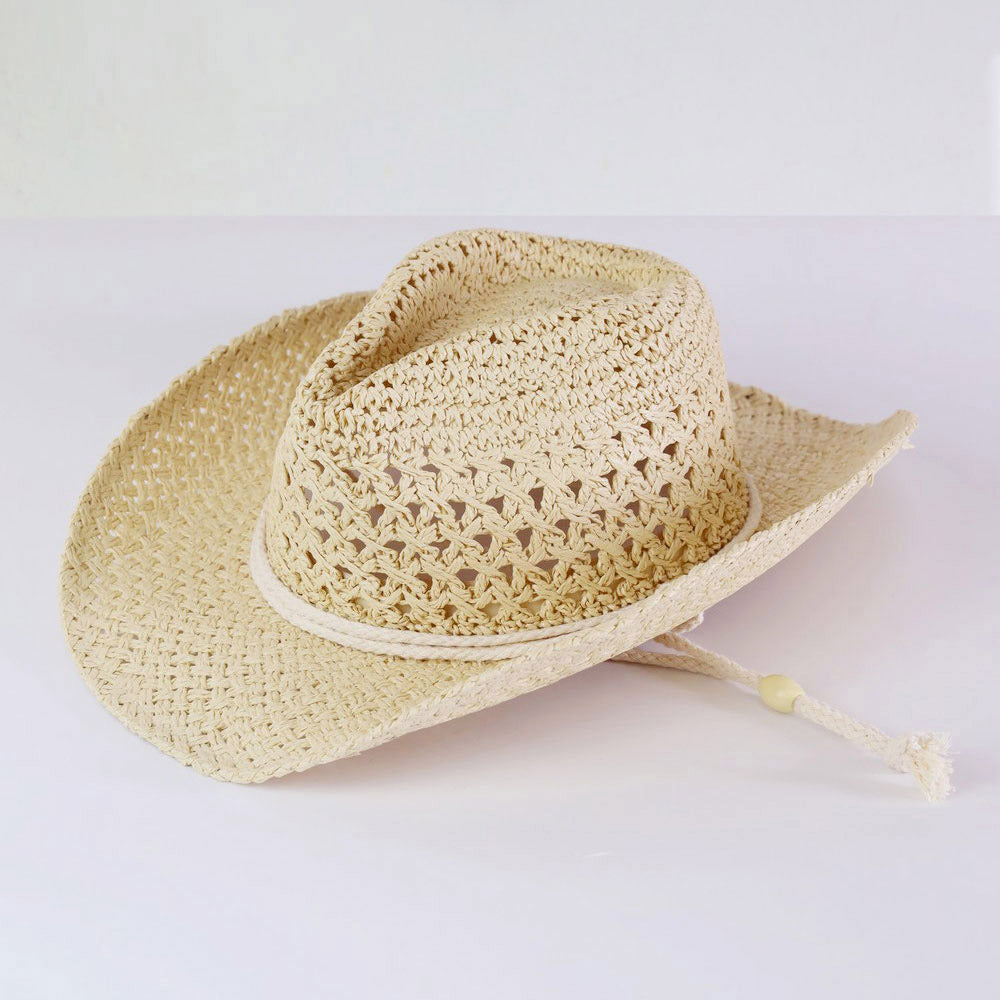 iLLASPARKZ Straw Cowboy Cowgirl Handmade Hat With Chin Strap