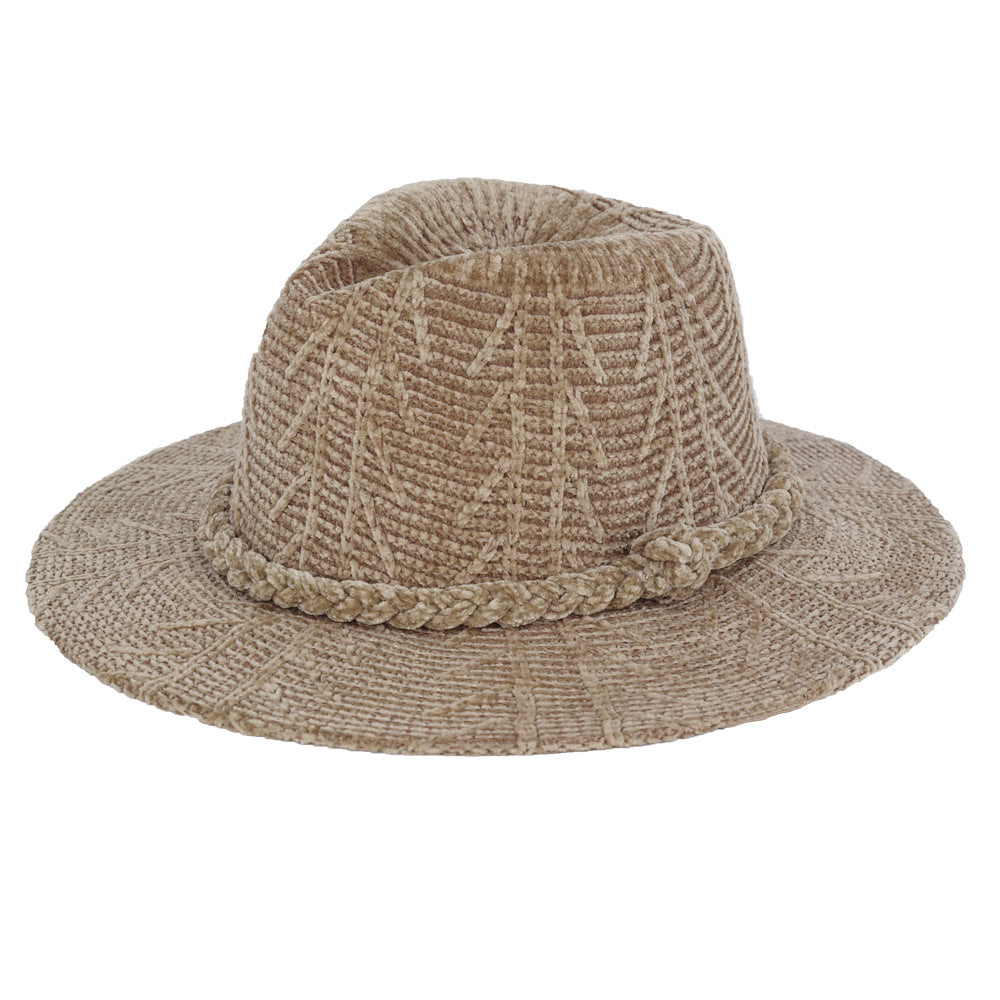 iLLASPARKZ Chenille Pattern Fedora Hat with Braided Band