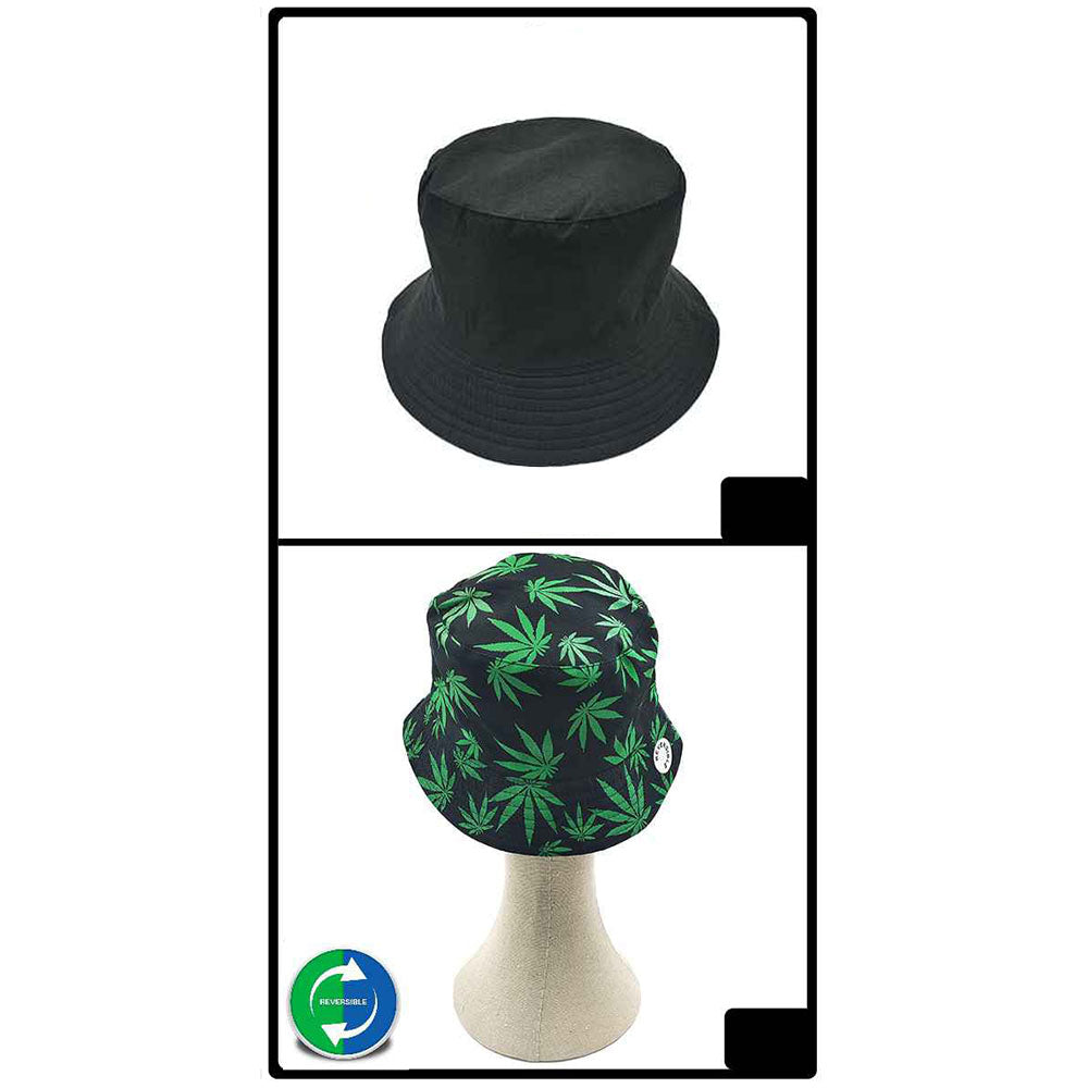 iLLASPARKZ Reversible Hemp Leaf Patterned Bucket Hat