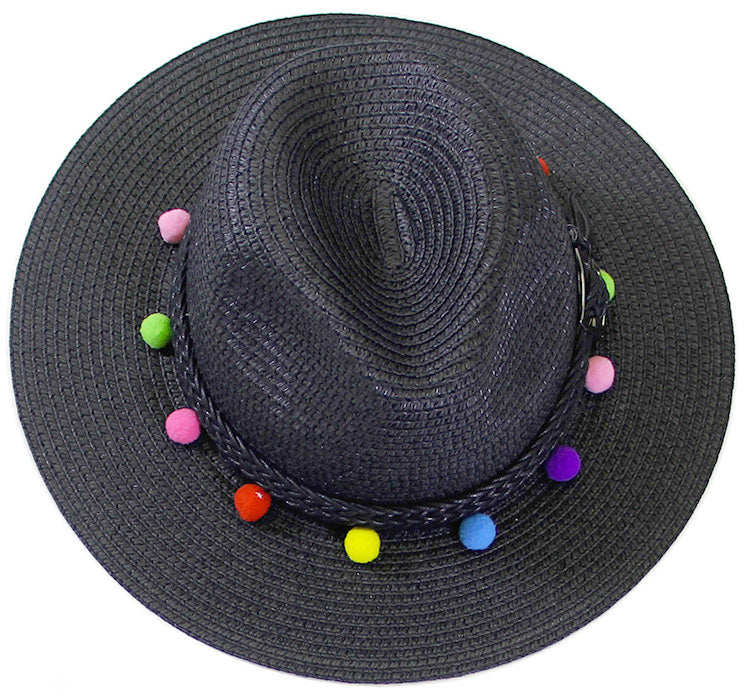 iLLASPARKZ Pom pom belt fedora hat