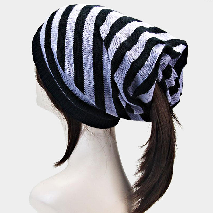 iLLASPARKZ Striped Acrylic Open End Beanie