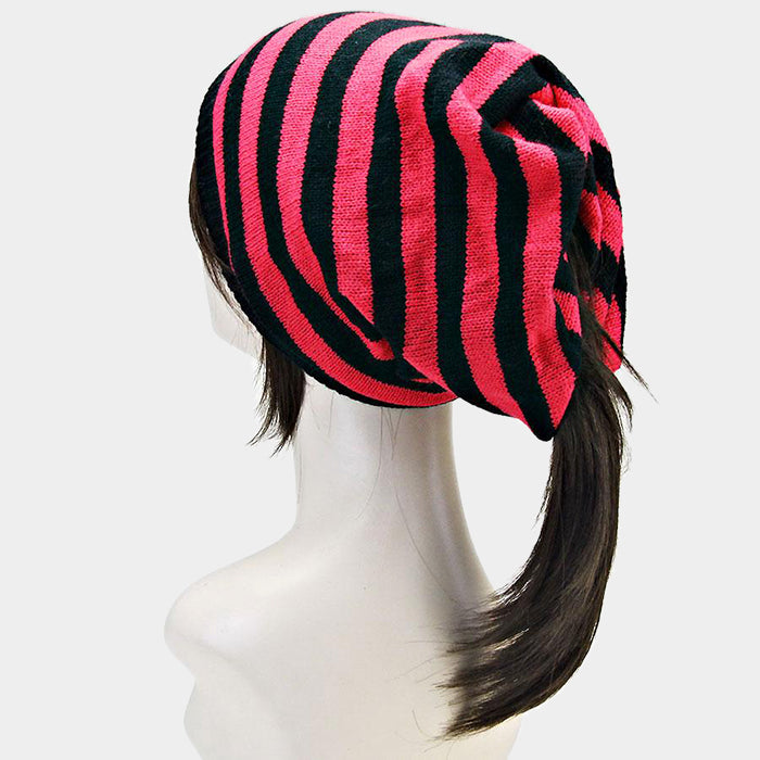 iLLASPARKZ Striped Acrylic Open End Beanie