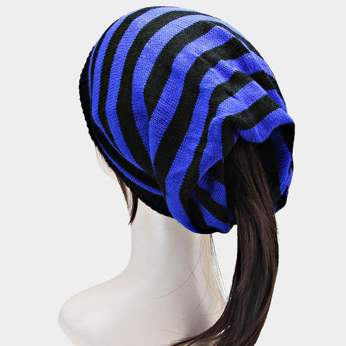 iLLASPARKZ Striped Acrylic Open End Beanie