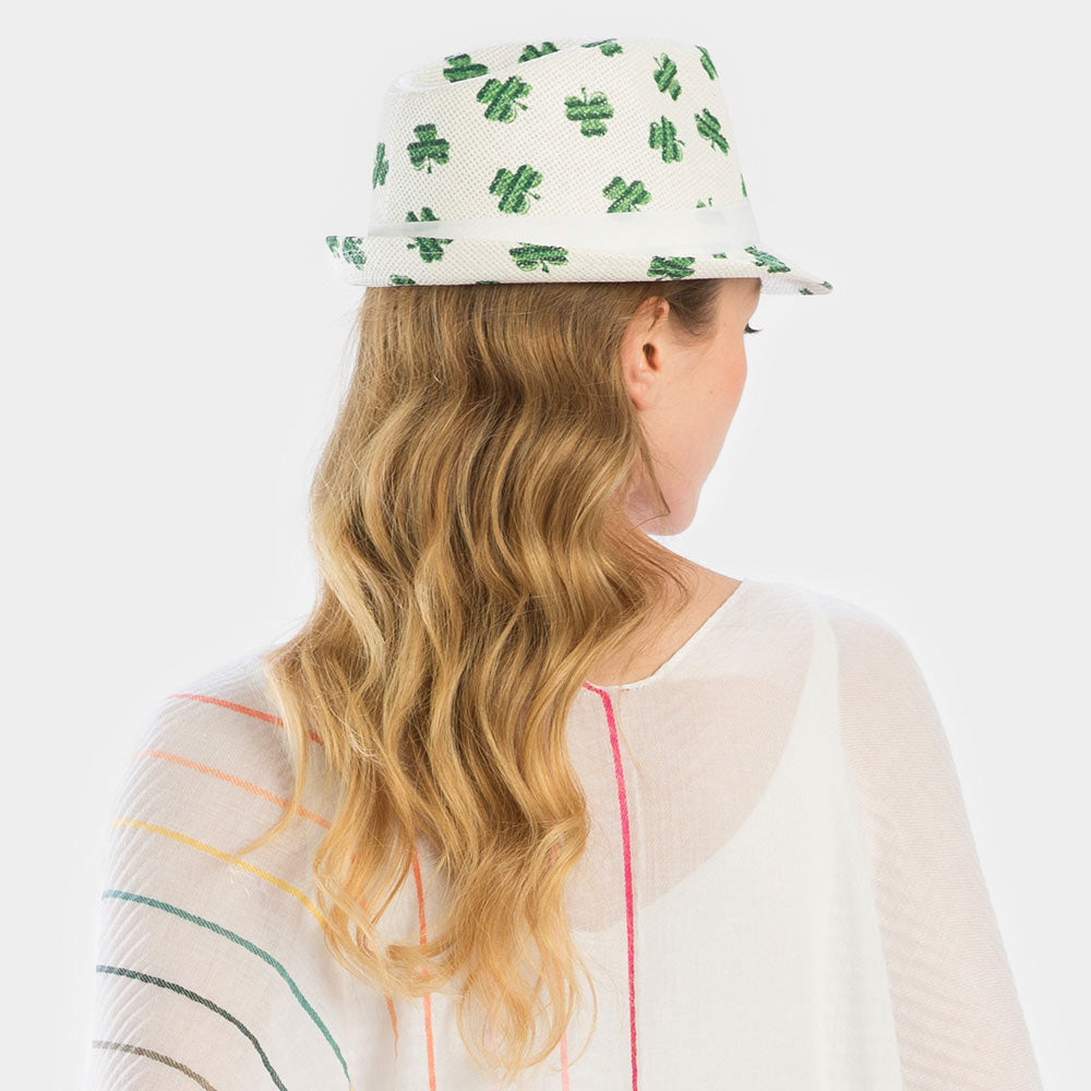 iLLASPARKZ St. Patrick's day clover print paper straw fedora