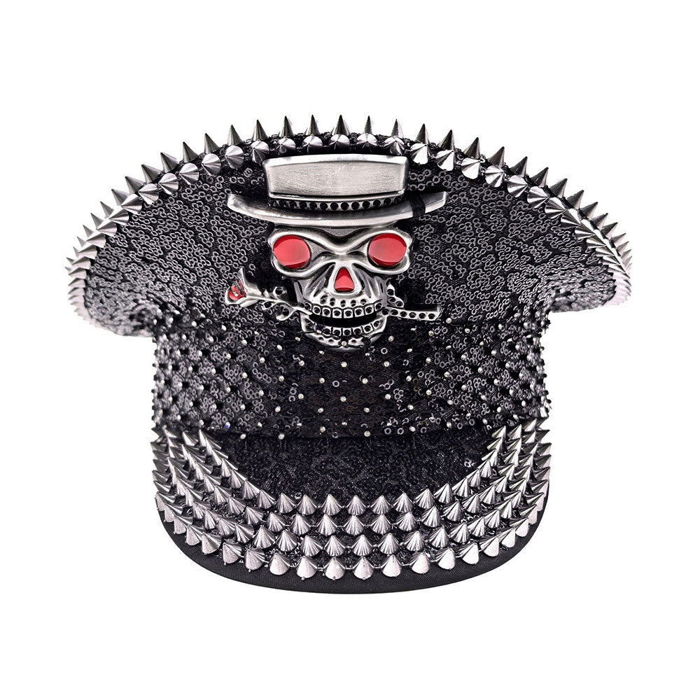 iLLASPARKZ Skull Pointed Spike Studded Captain Hat