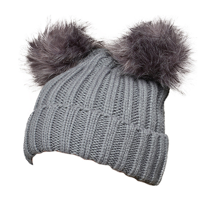 iLLASPARKZ Double Faux Pom Pom Winter Beanie