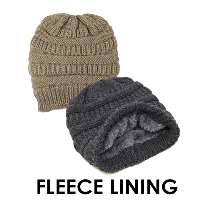 iLLASPARKZ Fleece Lining Soft Cable Knit Bean Hat