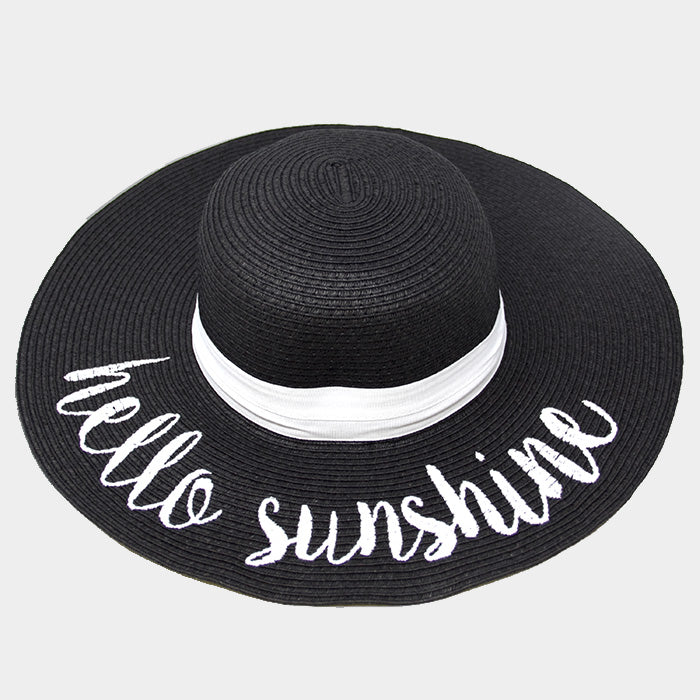 iLLASPARKZ 'Hello Sunshine' Embroidery Straw Floppy Sun Hat