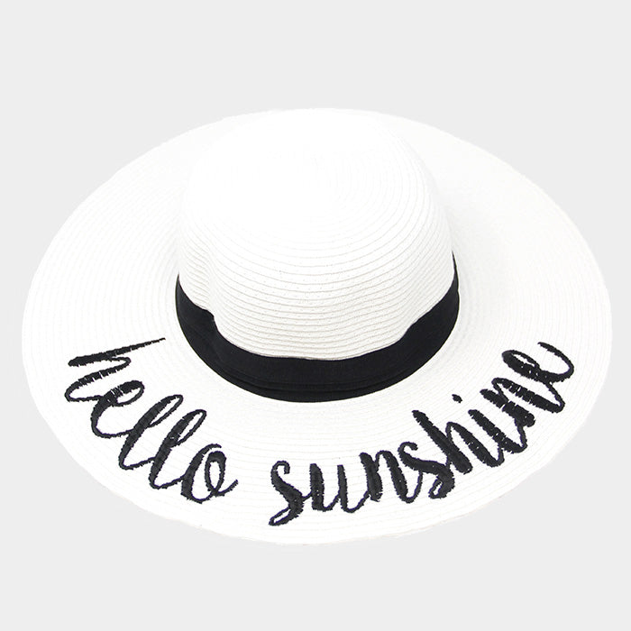 iLLASPARKZ 'Hello Sunshine' Embroidery Straw Floppy Sun Hat