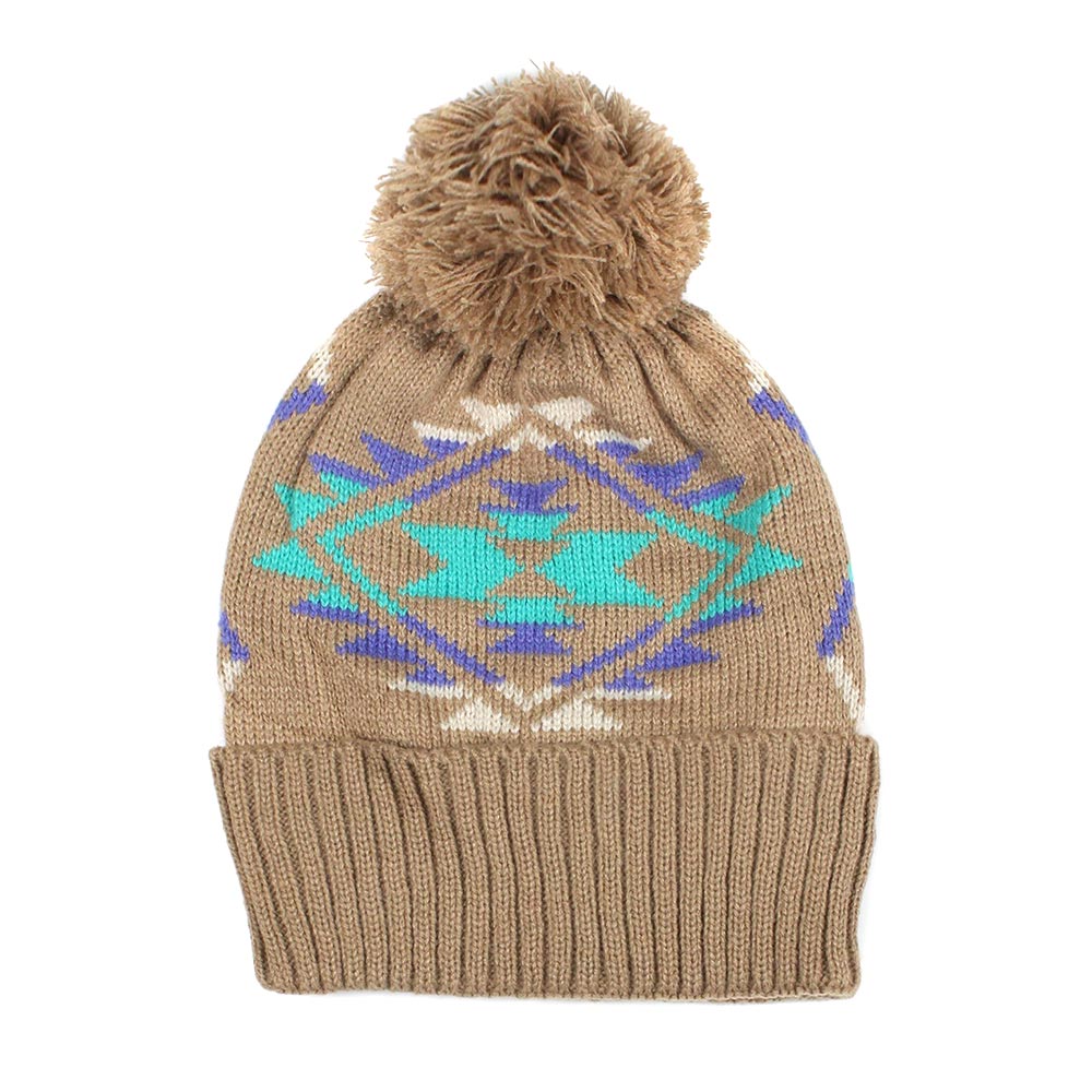 iLLASPARKZ Pom Pom Western Pattern Beanie Hat