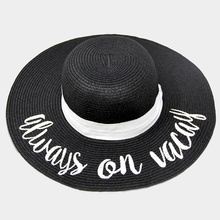 iLLASPARKZ 'Always on Vacay' Embroidery Straw Floppy Sun Hat