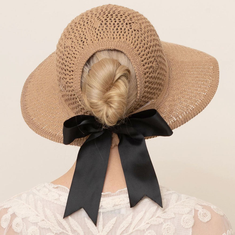 iLLASPARKZ Bow Ponytail Straw Sun Hat