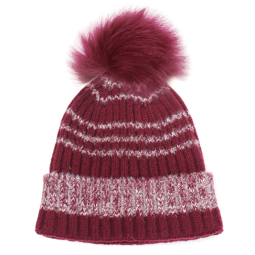 iLLASPARKZ Ribbed Knit Pom Pom Beanie Hat