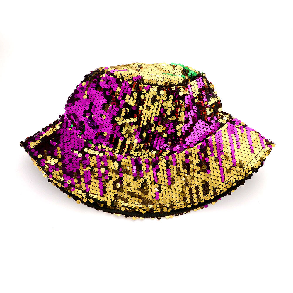 iLLASPARKZ Mardi Gras Reversible Sequin Bucket Hat