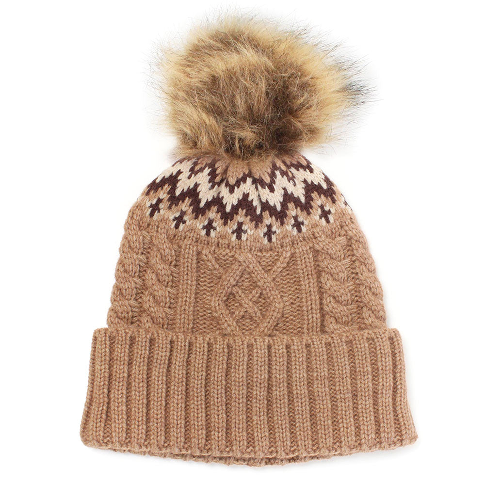 iLLASPARKZ Ethnic Knit Beanie with Pom Pom