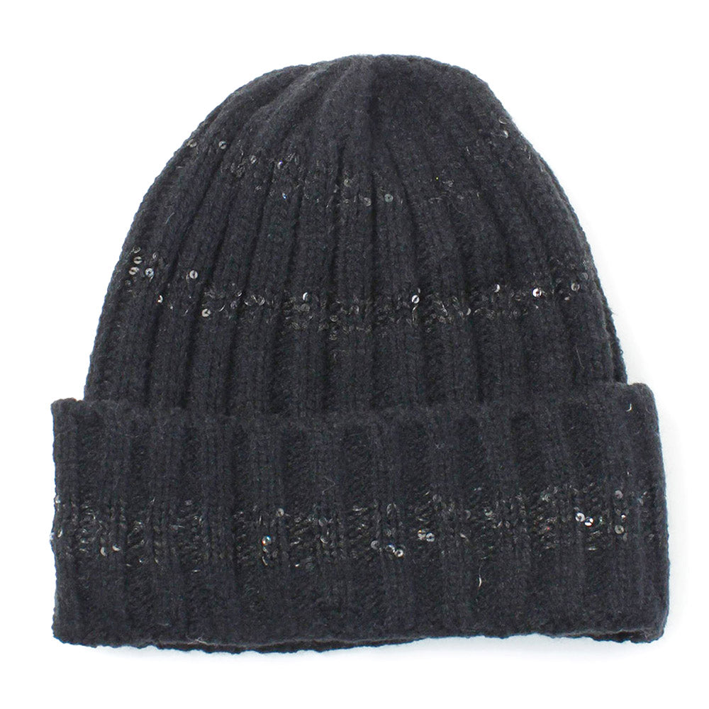 iLLASPARKZ Sequin Strioe Knit Beanie Hat