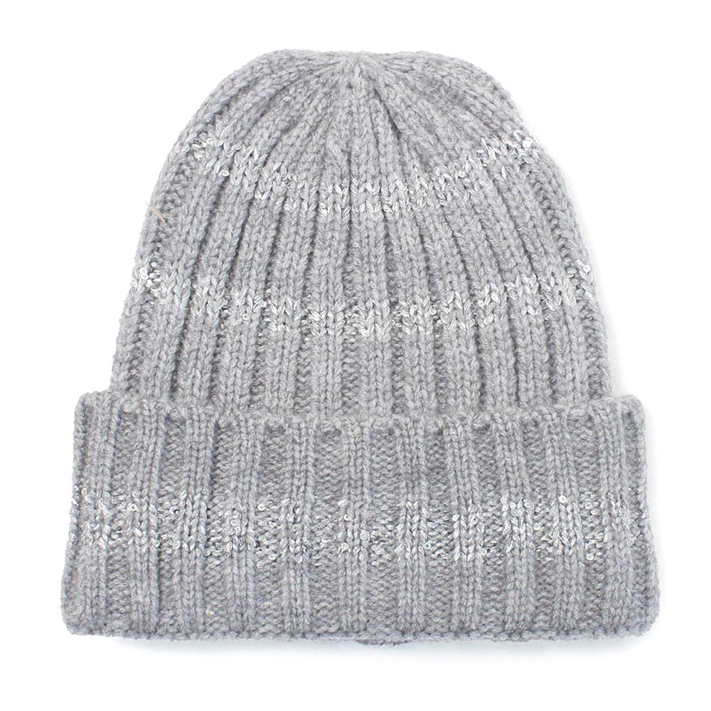 iLLASPARKZ Sequin Strioe Knit Beanie Hat