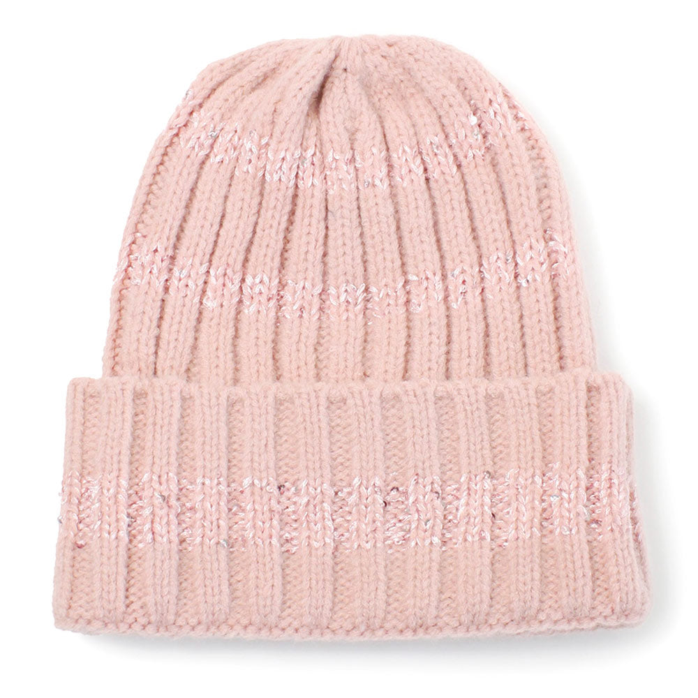 iLLASPARKZ Sequin Strioe Knit Beanie Hat