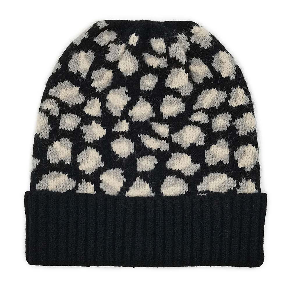 iLLASPARKZ Leopard Patterned Ribbed Cuff Beanie Hat