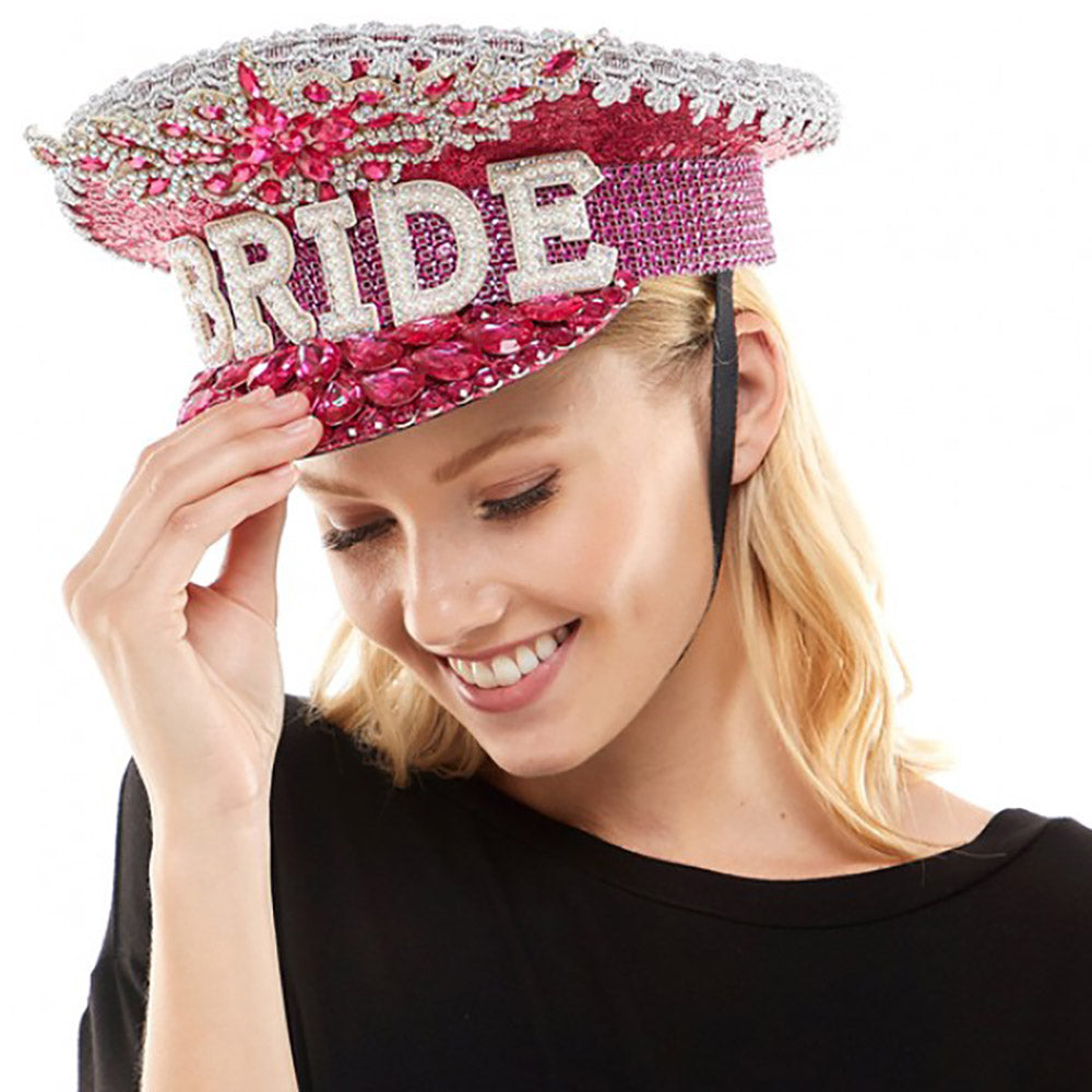 iLLASPARKZ BRIDE Message Accented Sequin Bling Hat