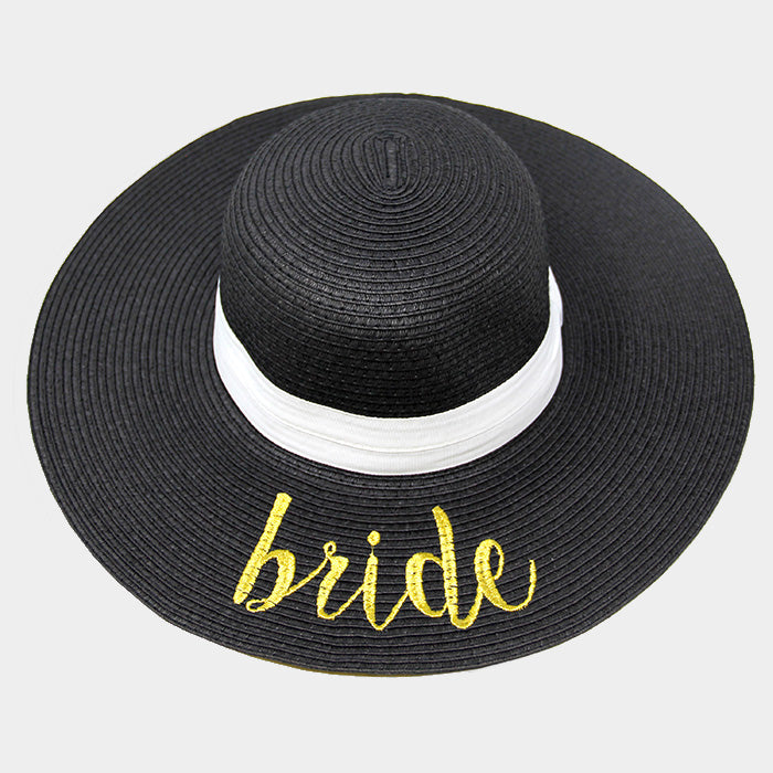 iLLASPARKZ 'Bride' Embroidery Straw Floppy Sun Hat