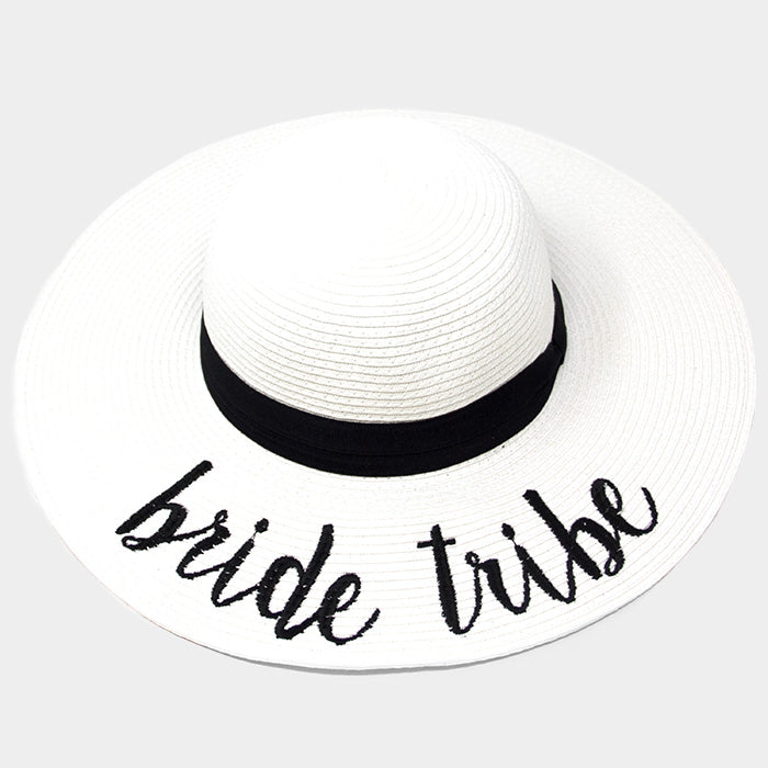 iLLASPARKZ 'Bride Tribe' Embroidery Straw Floppy Sun Hat