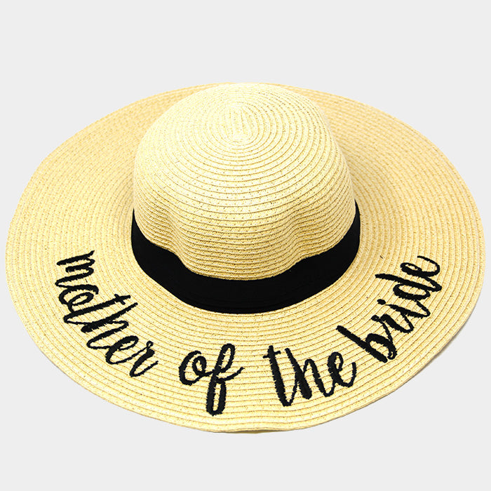 iLLASPARKZ 'Mother of the Bride' Embroidery Straw Floppy Sun Hat