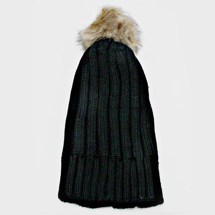 iLLASPARKZ Pom Pom Faux Fur Knit Beanie Hat