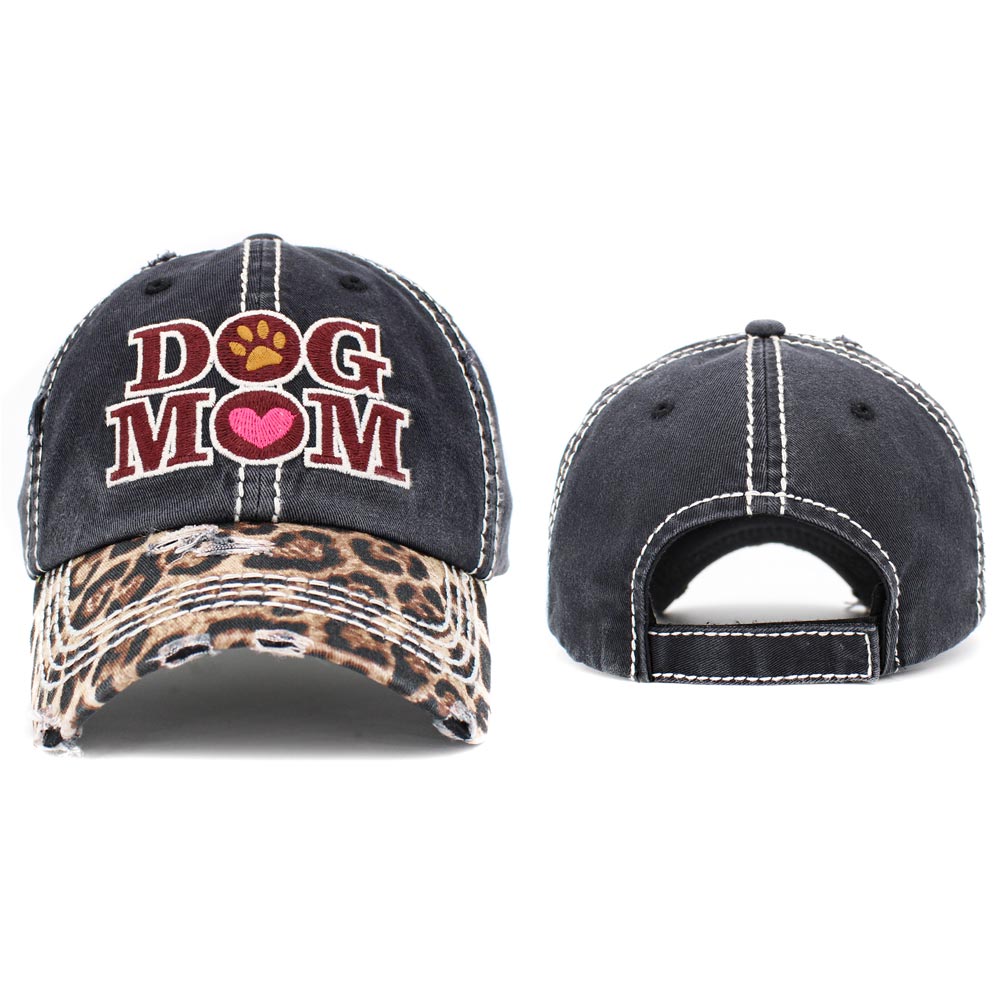 iLLASPARKZ DOG MOM Leopard Patterned Vintage Baseball Cap