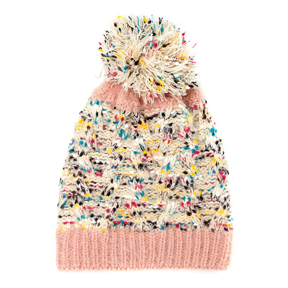 iLLASPARKZ Multi Color Sprinkles Pom Pom Beanie Hat