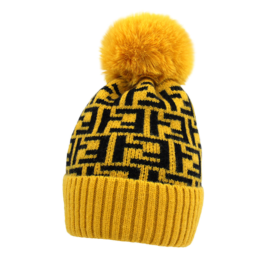 iLLASPARKZ Greek Geometric Patterned Pom Pom Beanie Hat