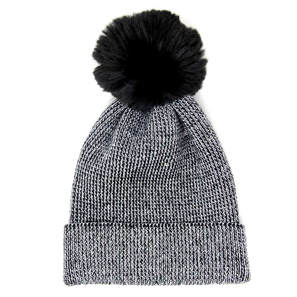 iLLASPARKZ Metallic Thread Pompom Beanie Hat