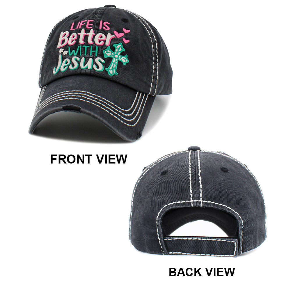 iLLASPARKZ LIFE IS Better WITH Jesus Message Vintage Baseball Cap