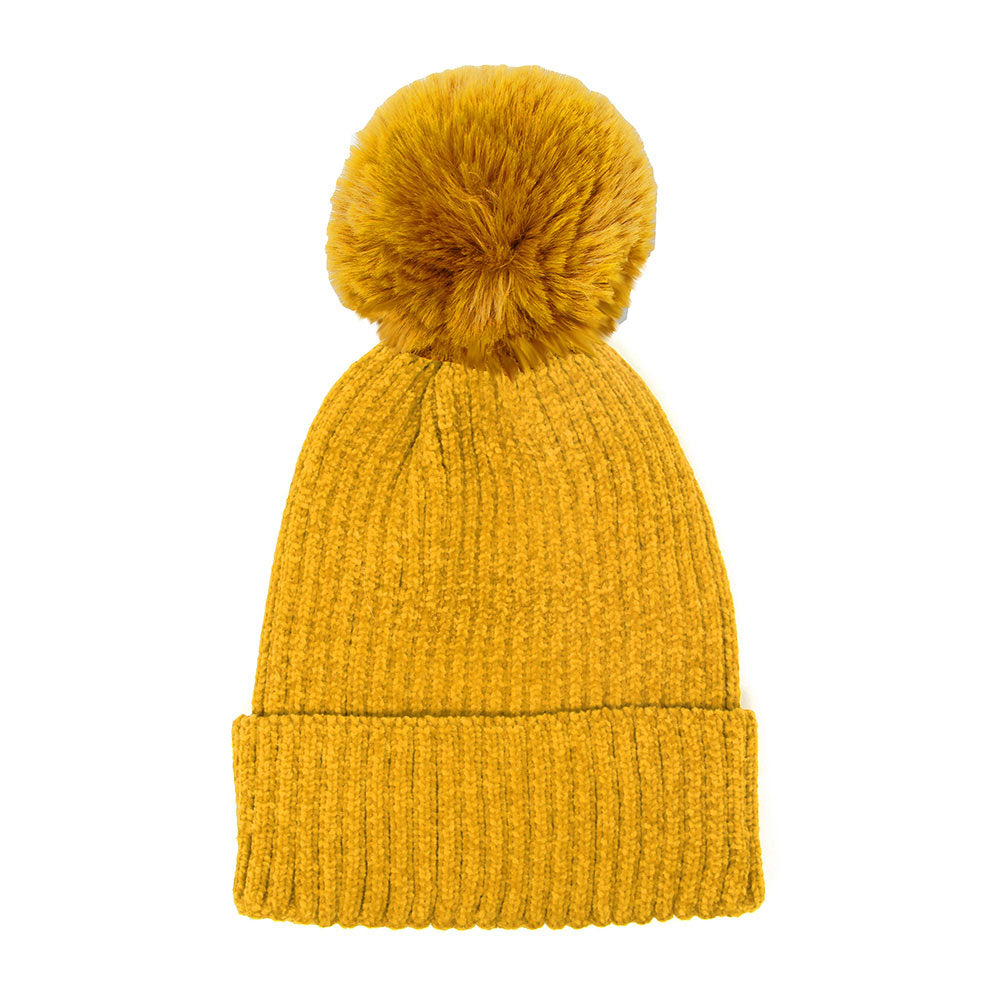 iLLASPARKZ Solid Chenille Pom Pom Beanie Hat