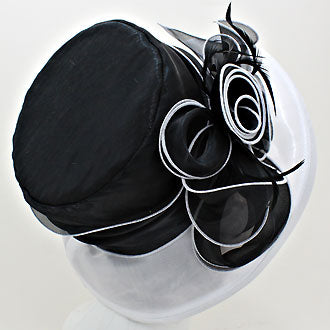 iLLASPARKZ Round Feather Flower Organza Dressy Hat