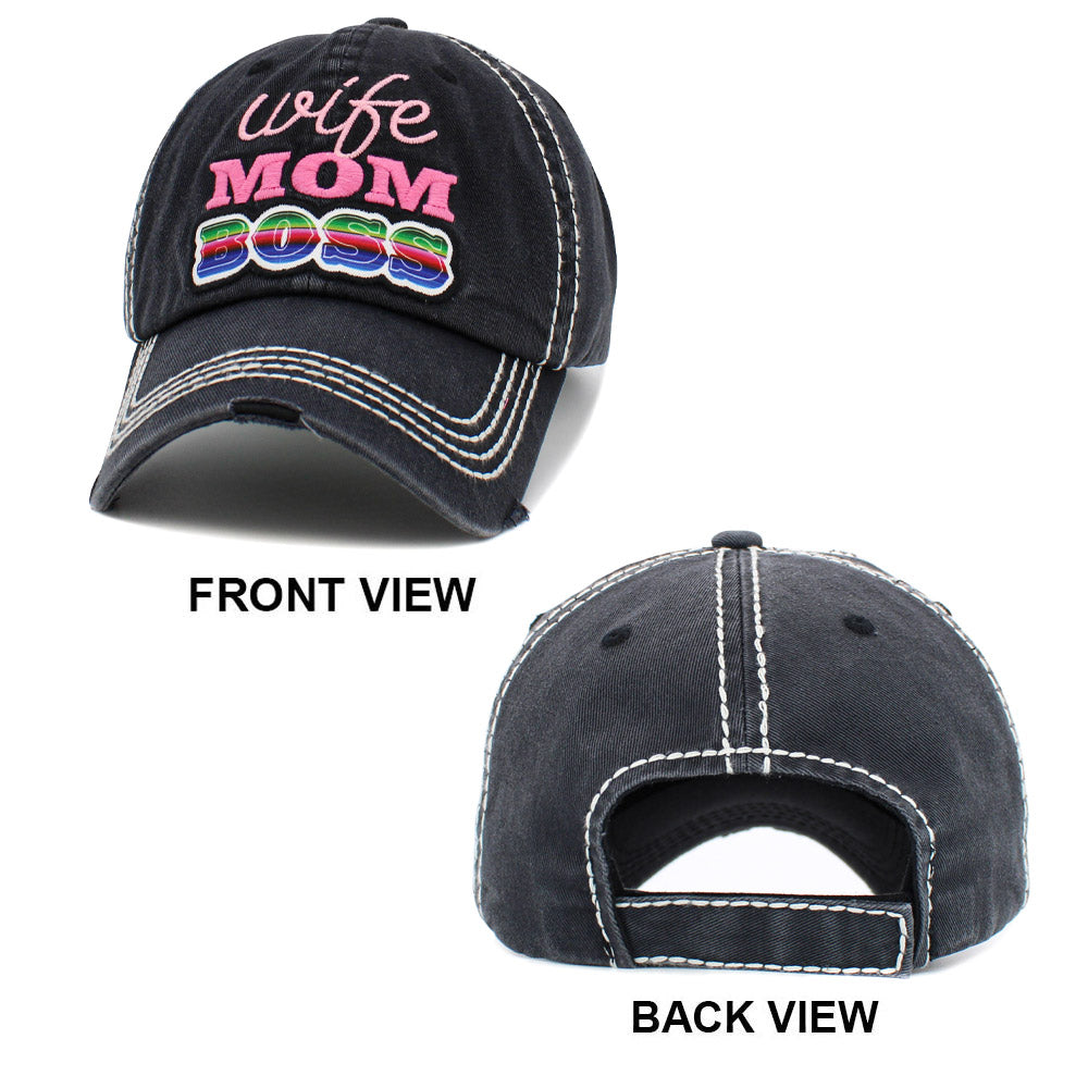 iLLASPARKZ wife MOM BOSS Message Vintage Baseball Cap